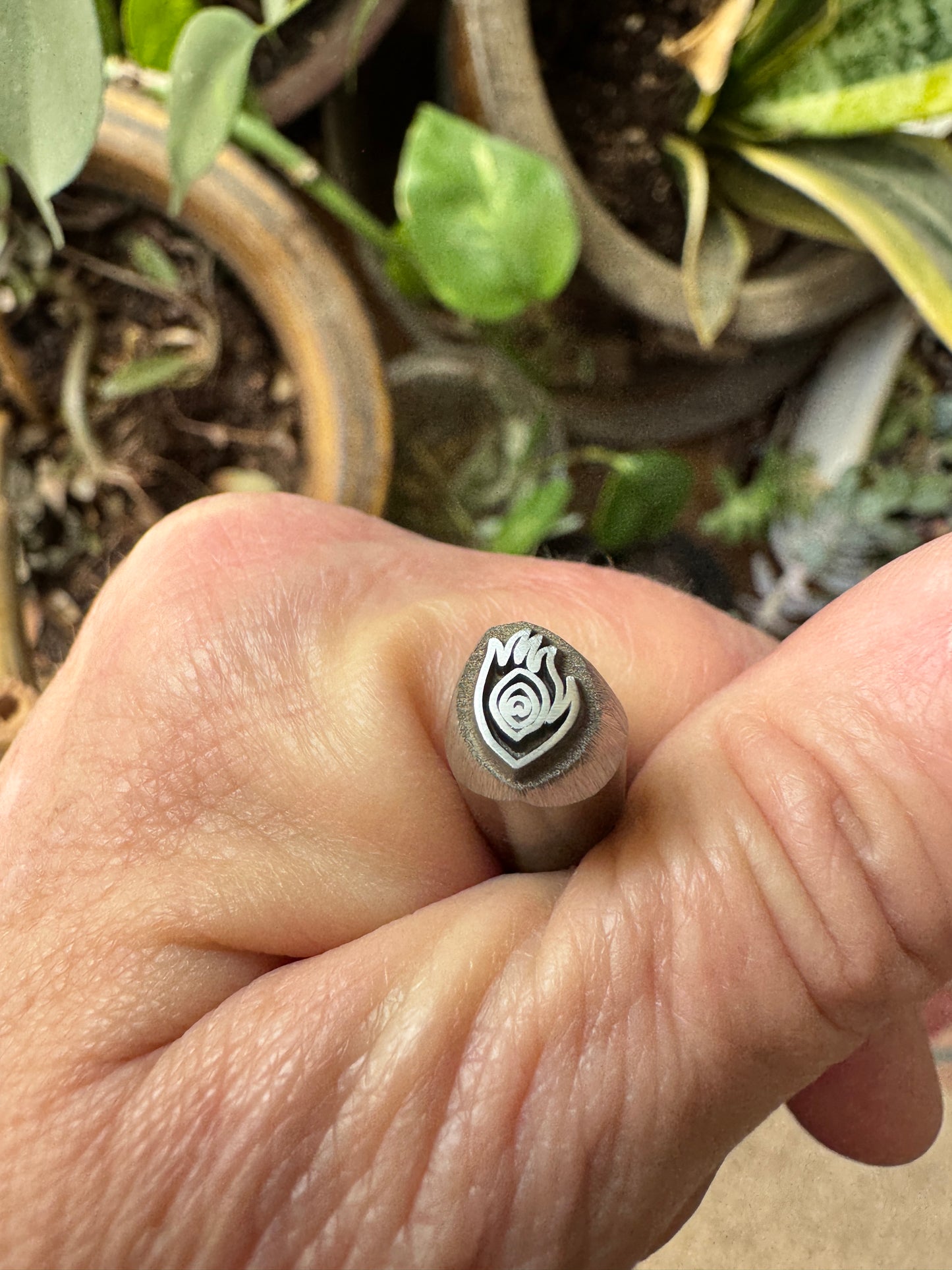 Peacock feather stamp