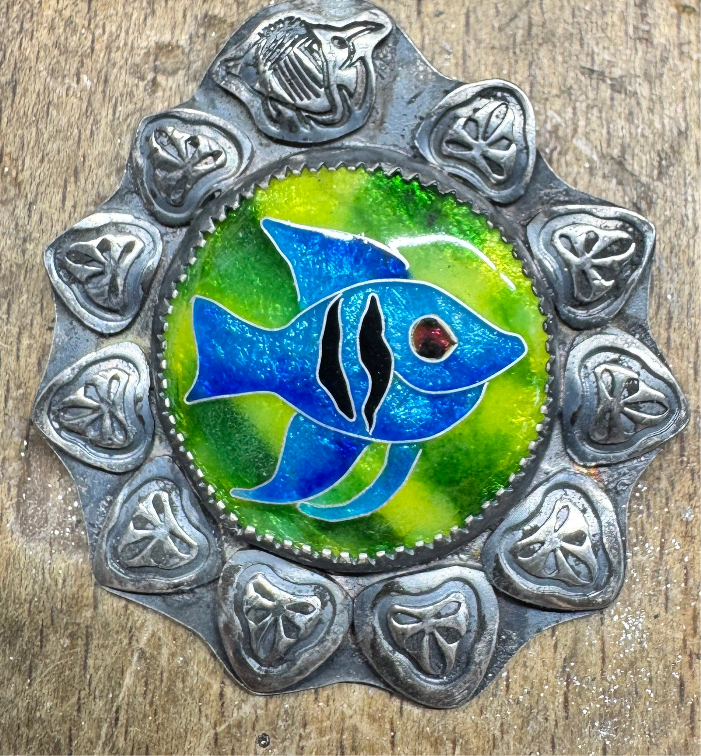 Enamel fish pendant