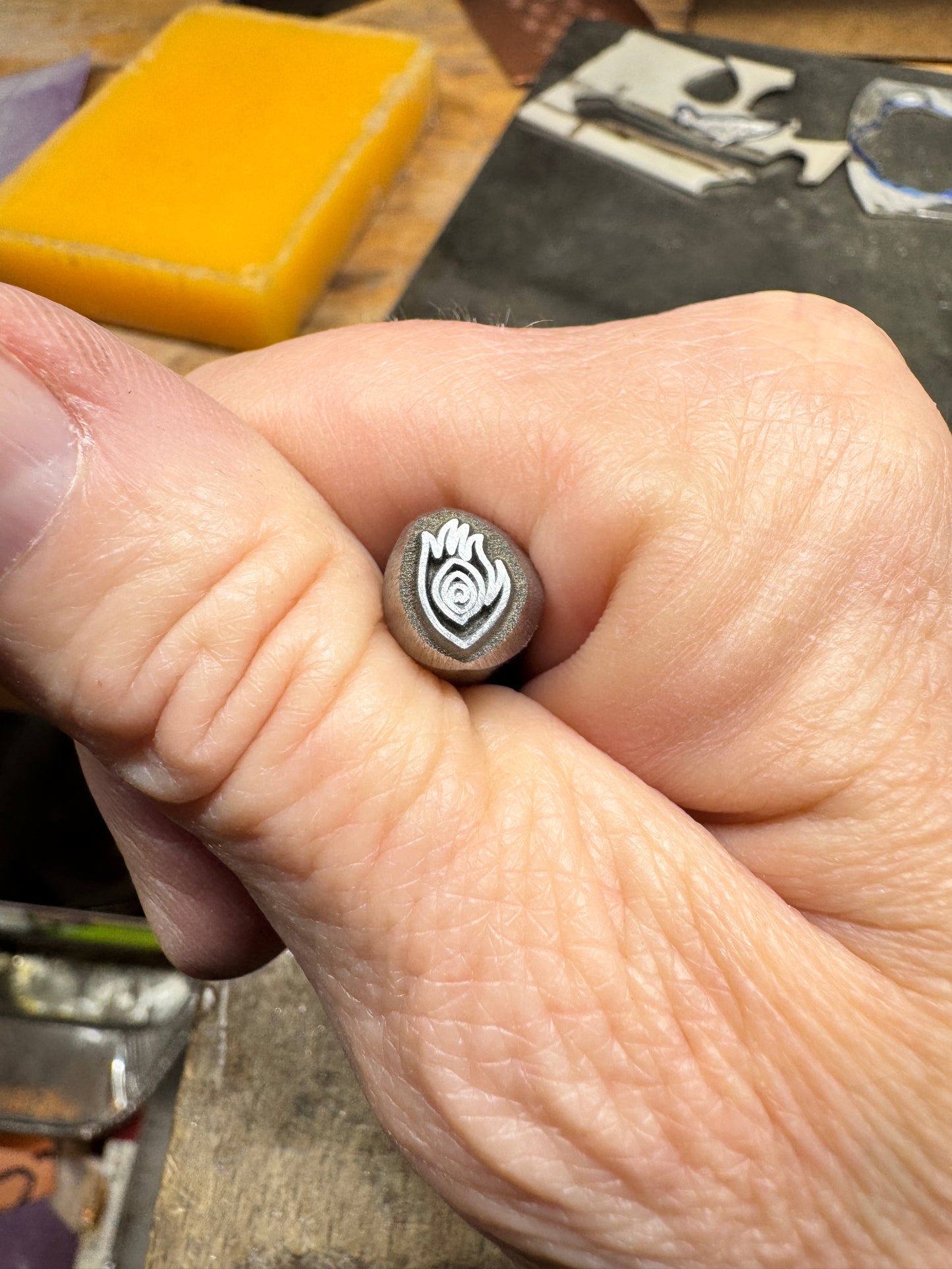 Peacock feather stamp