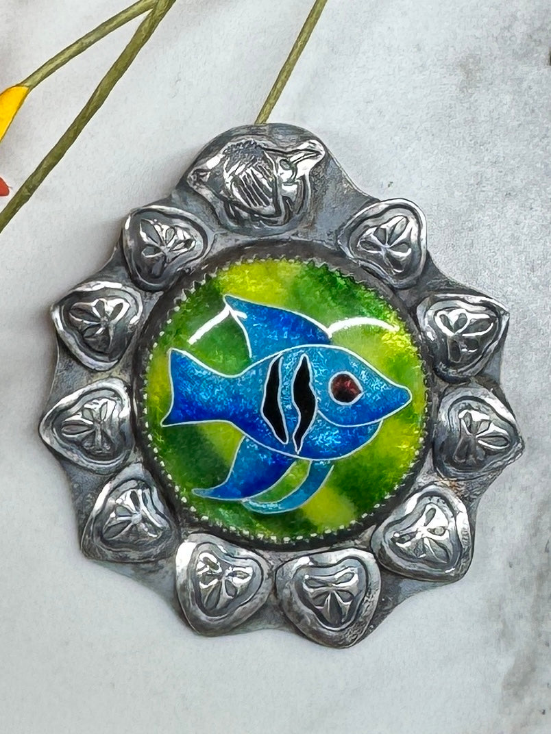 Enamel fish pendant