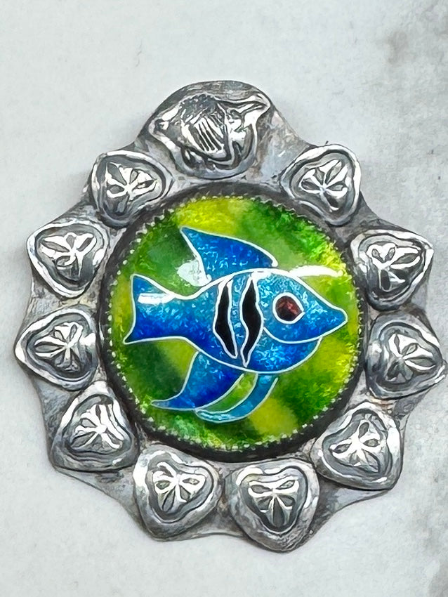 Enamel fish pendant