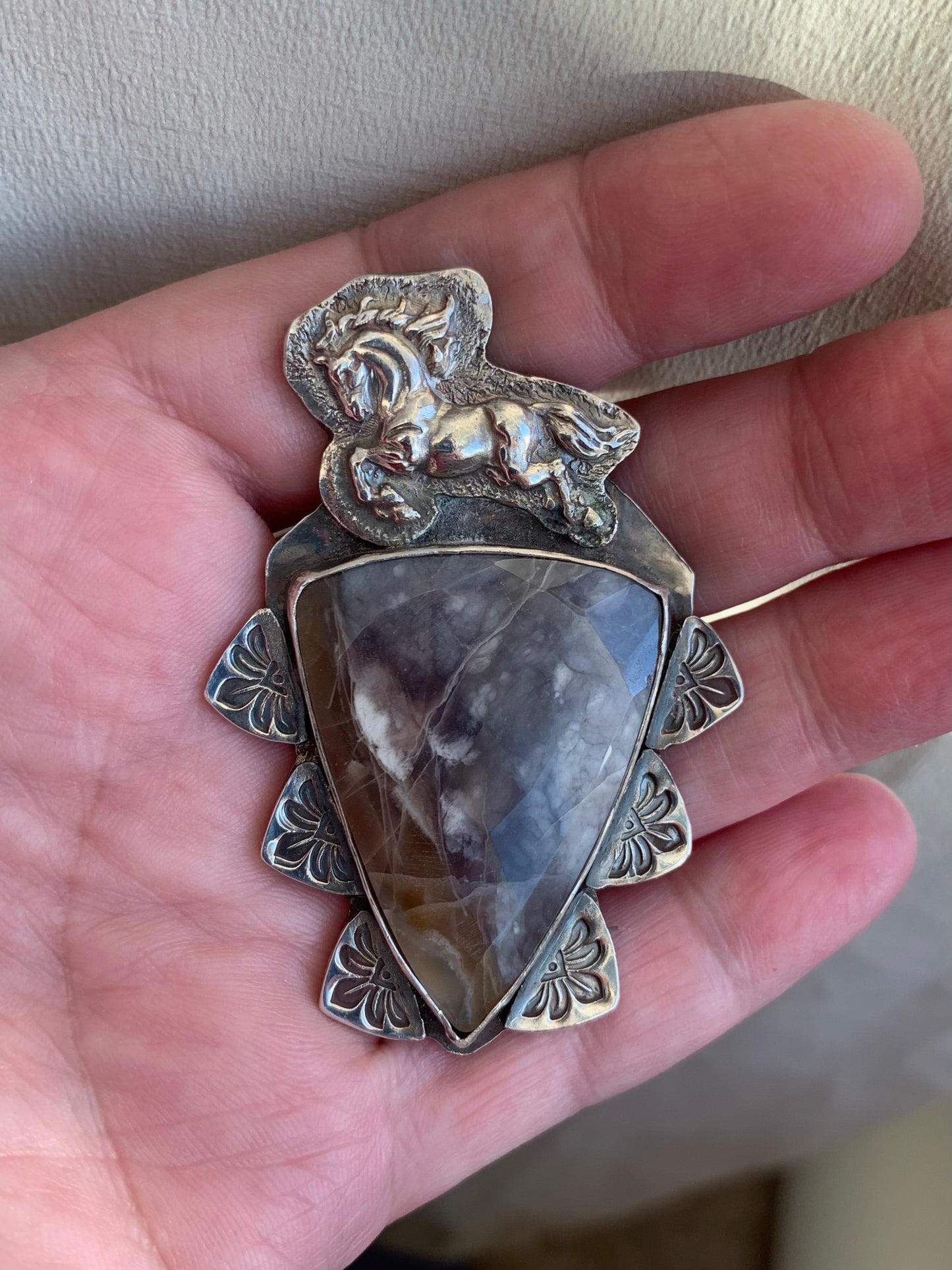 Horse with Agate Pendant