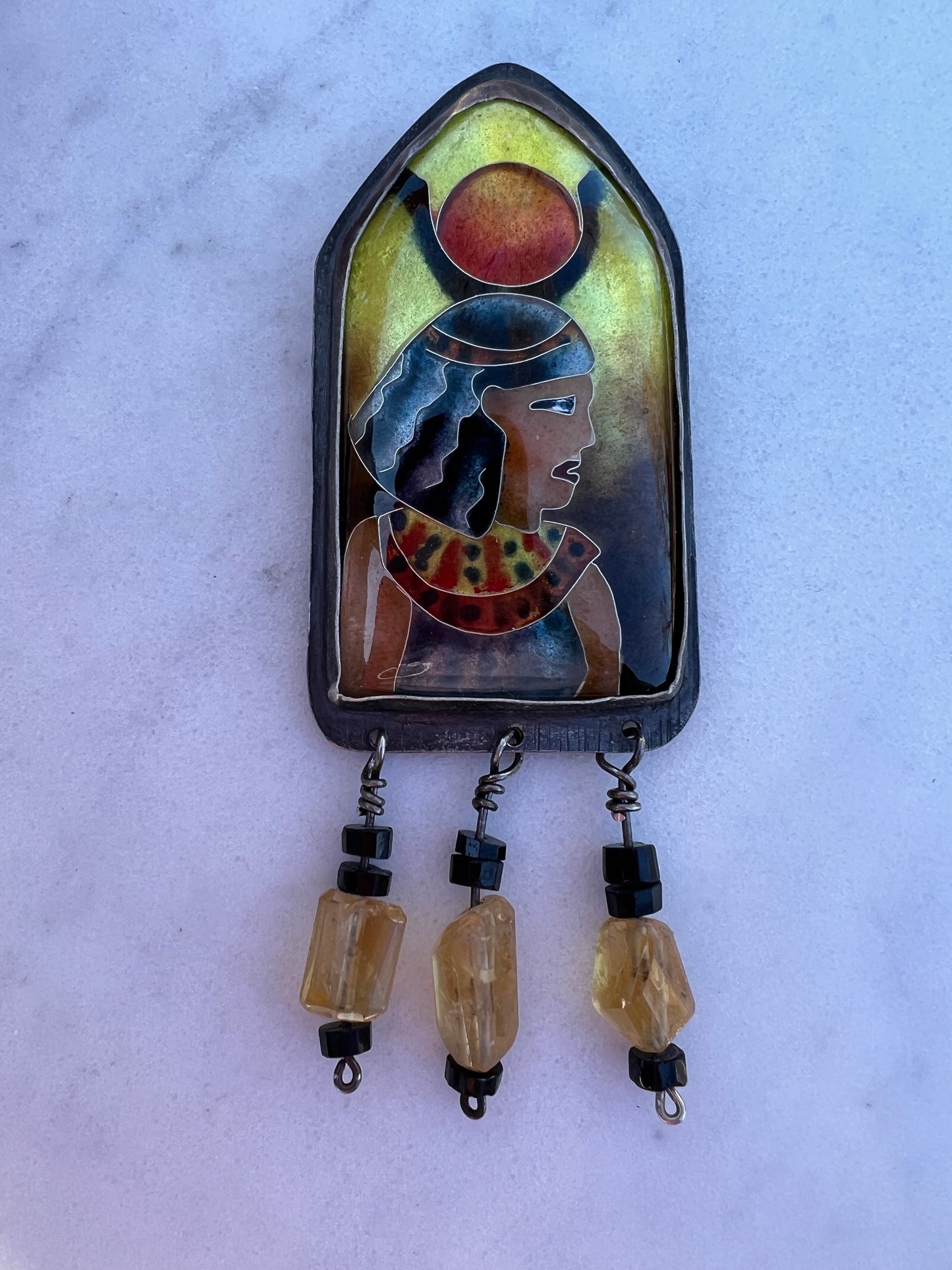 Isis enamel pendant
