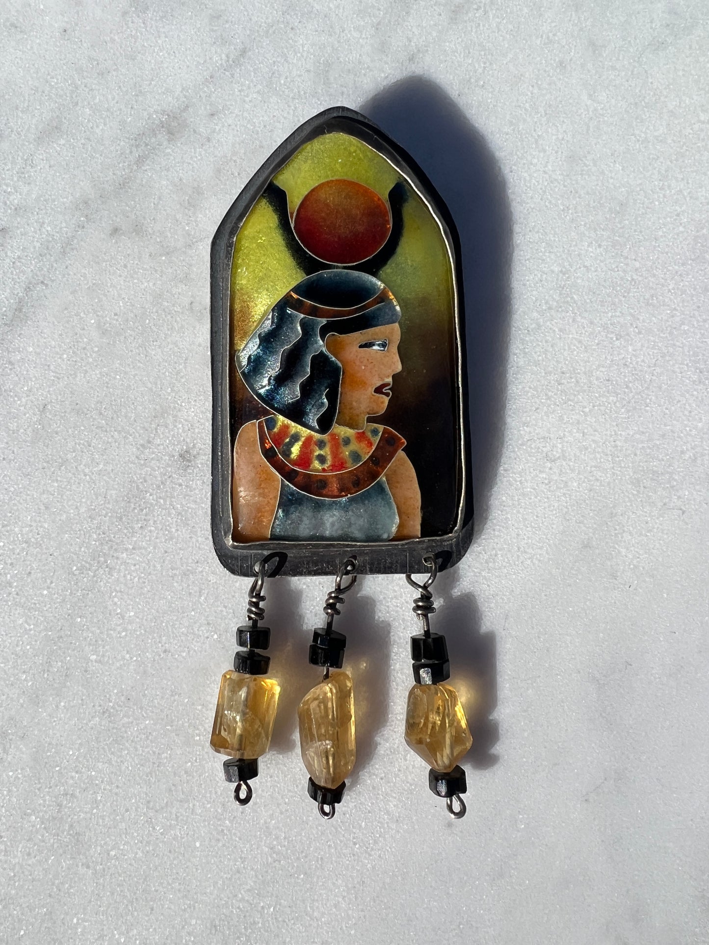 Isis enamel pendant