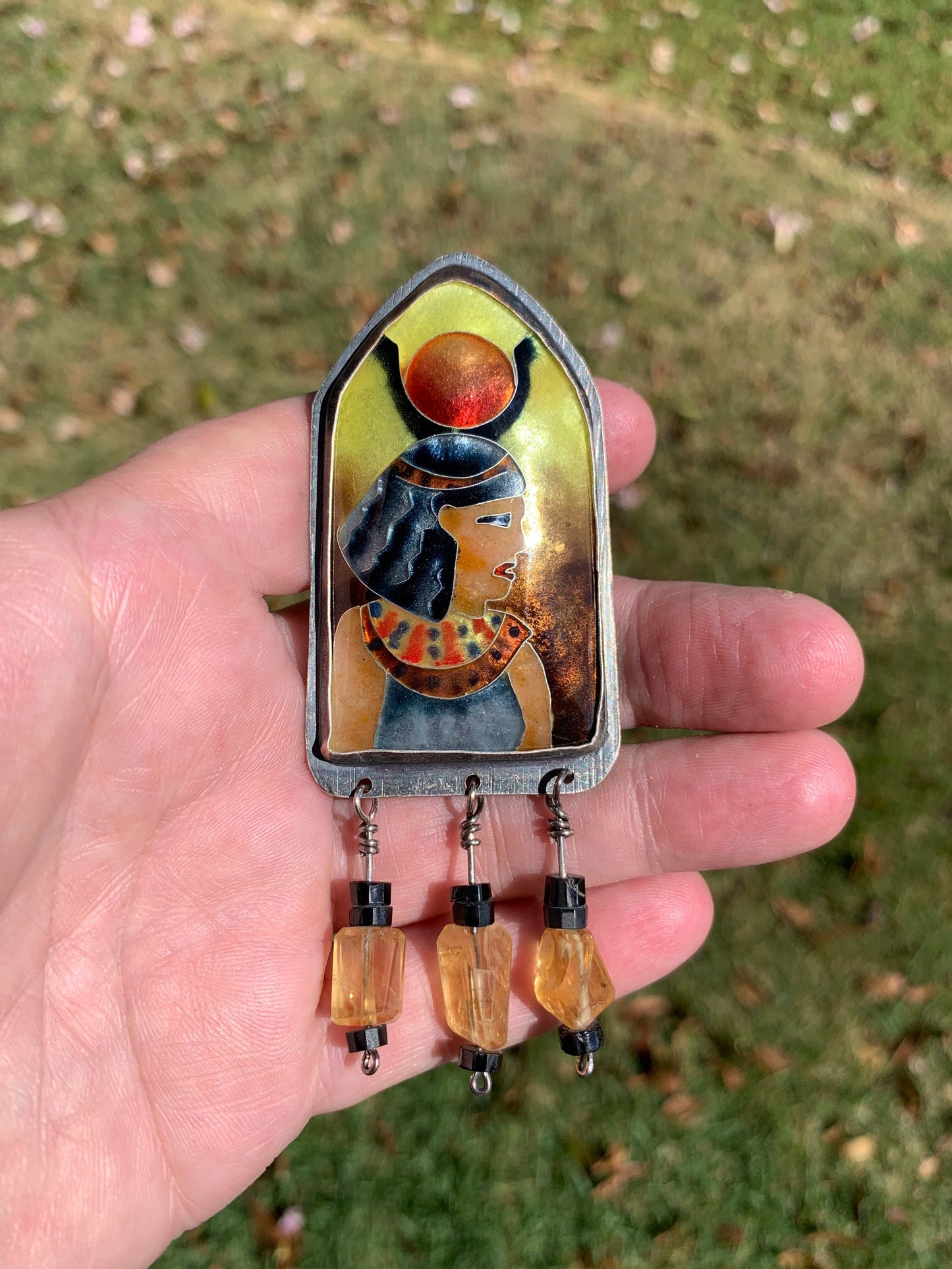 Isis enamel pendant