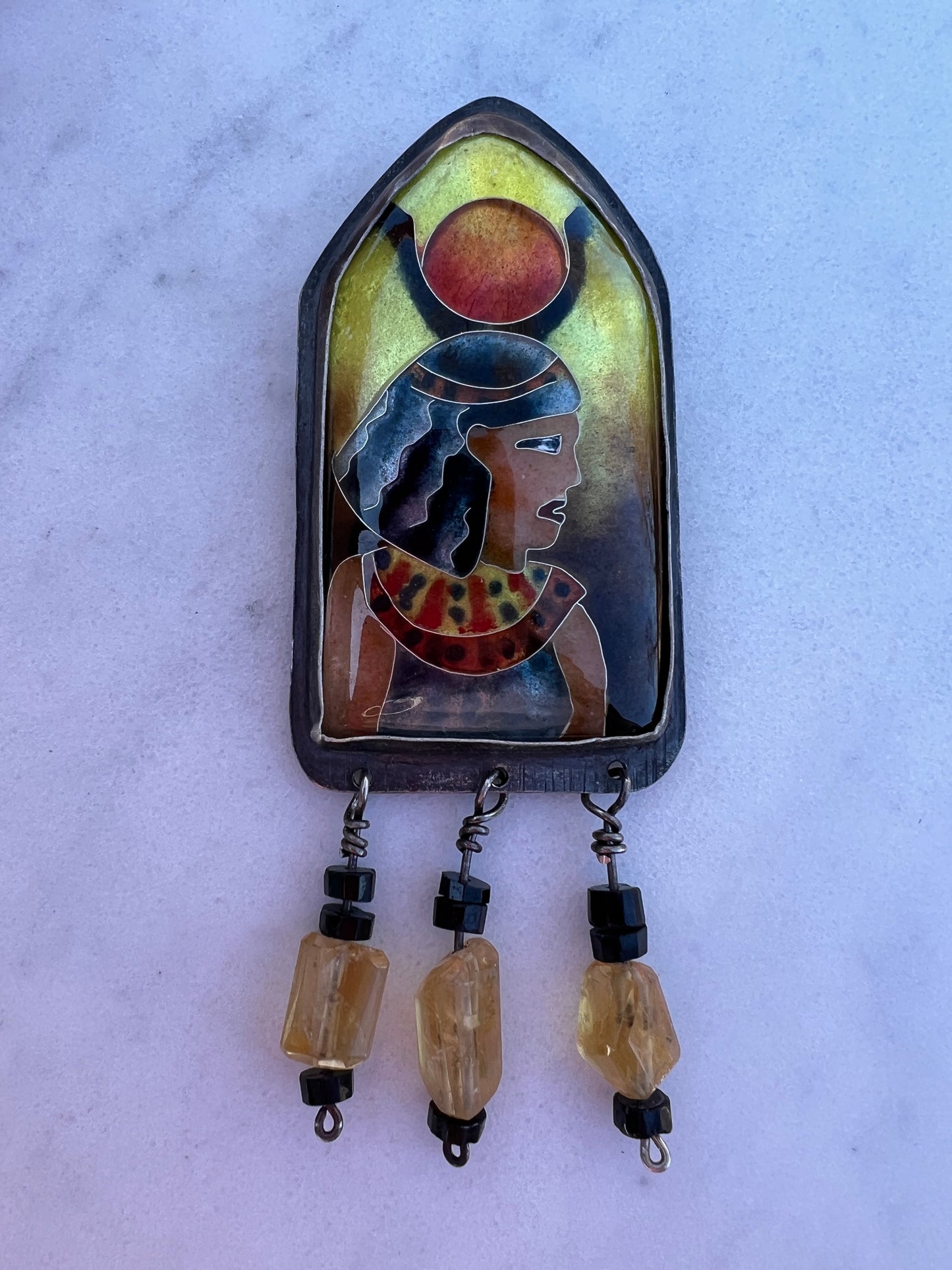 Isis enamel pendant